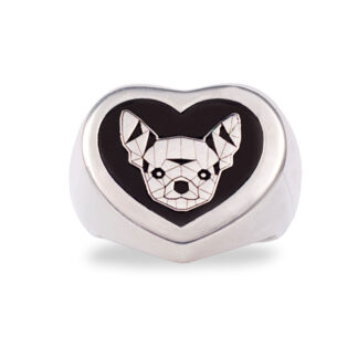 Anello cuore in argento con Chihuahua