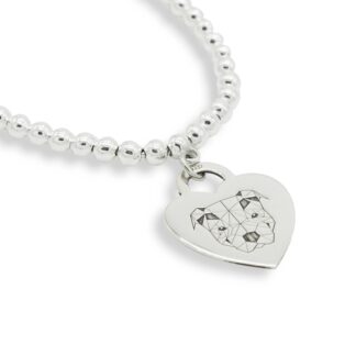 Bracciale con medaglietta cuore in argento con Pitbull