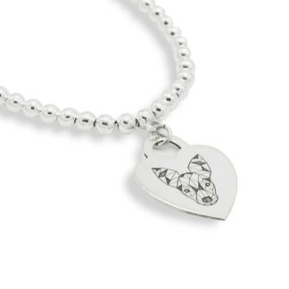 Bracciale con medaglietta cuore in argento con Pinscher Doge