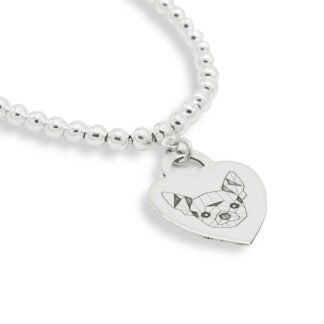 Bracciale con medaglietta cuore in argento con Chihuahua Doge